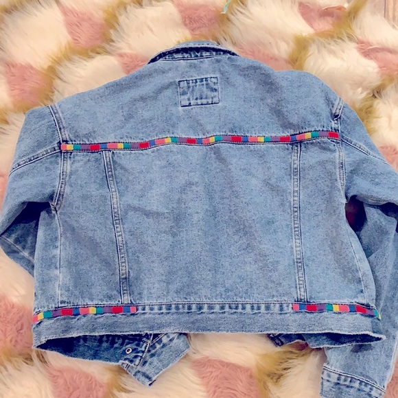 Forever 21 denim jacket with rainbow embroidery - Picture 2 of 2